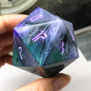 Oceanic Enigma Petri Dish Art 50mm Resin D20 Dice, Large Handmade Dice, D&D D20, Jumbo DND Handcrafted Resin D20 Die For Role Playing Games
