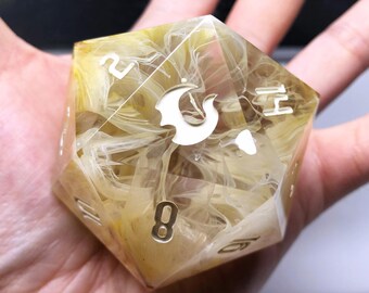 Sunburst Flare Petri Dish Art 50mm Resin D20 Dice, Large Handmade Dice, D&D D20, Jumbo DND Handcrafted Resin D20 Die For Role Playing Games