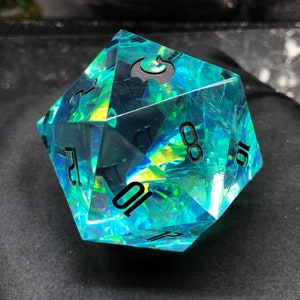 Minty Fresh - 50mm Resin D20 Dice, Large Handmade Dice, D&D D20, Jumbo DND Handcrafted Resin D20 Die For Role Playing Games