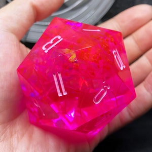 Quantum Rose - 50mm Resin D20 Dice, Large Handmade Dice, D&D D20, Jumbo DND Handcrafted Resin D20 Die For Role Playing Games