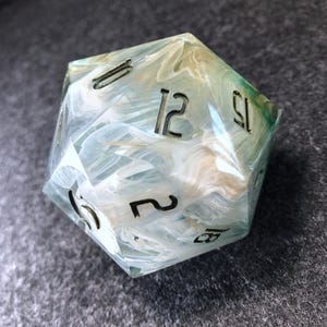 Tidal Treasures Petri Dish Art 50mm Resin D20 Dice, Large Handmade Dice, D&D D20, Jumbo DND Handcrafted Resin D20 Die For Role Playing Games