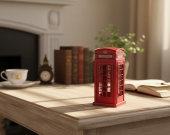 Vintage Metal London Telephone Booth Piggy Bank – Handmade Tabletop Decor