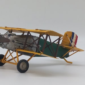 Handmade Metal Biplane Model, Vintage Style, Yellow  Green, Rustic Decor, 20cm, (7.87 inches) Gift