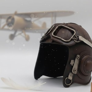Handmade Vintage Style Metal Pilot Helmet: Brown & Gold Aviator Decor (5.5" Diameter)