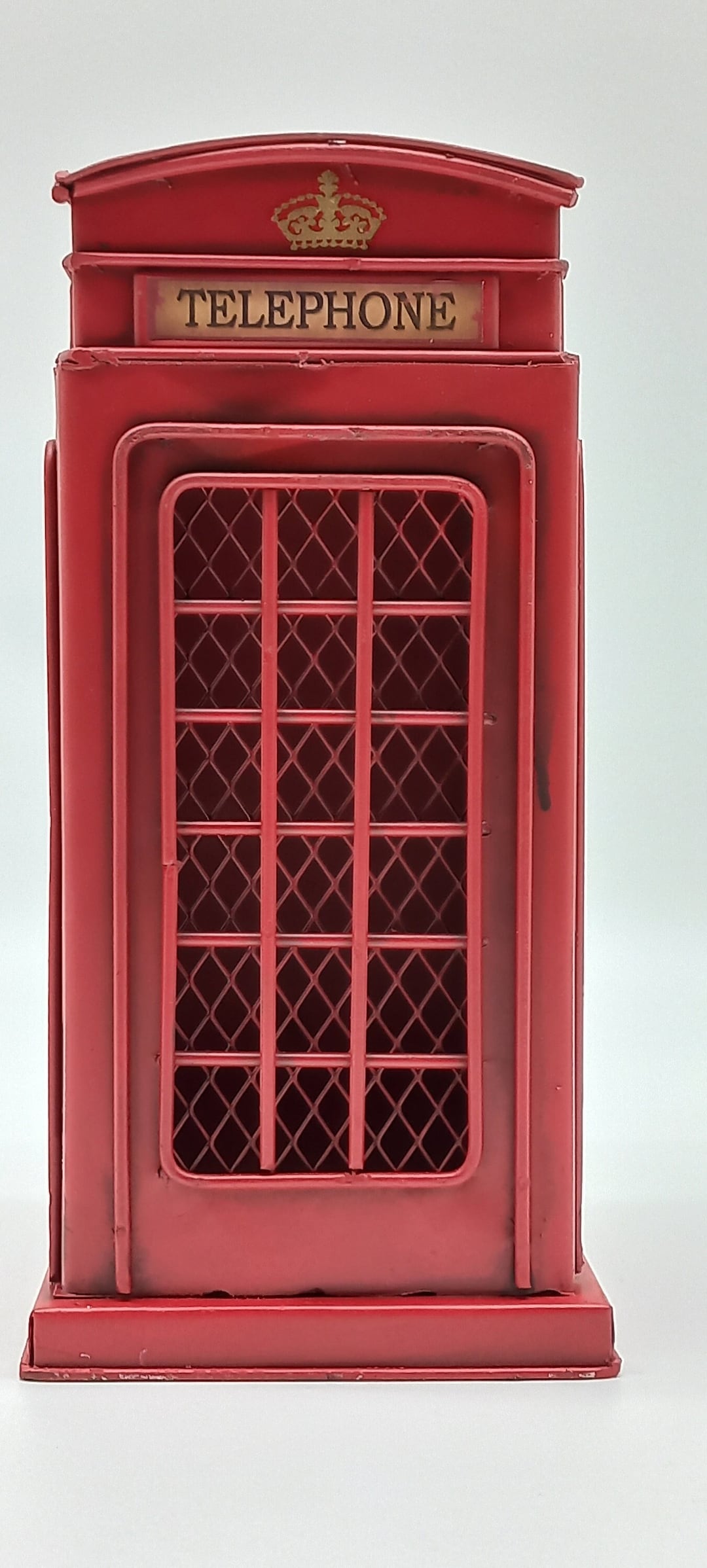 Decorative Metal Telephone Booth Piggy Bank Model Tumbled Etsy