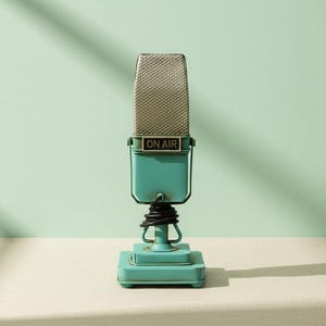 Handmade Vintage-Style Metal Microphone: Distressed Home Decor