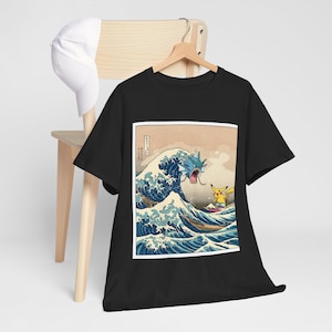Hokusai Gyarados Pikachu Wave Tee: Ukiyo-e Pokémon Shirt