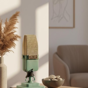 Handgemaakte metalen microfoon in vintage stijl Model: retro woondecoratie