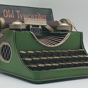 Vintage Style Metal Typewriter Piggy Bank – Handmade, Painted, and Nostalgic Decor Piece