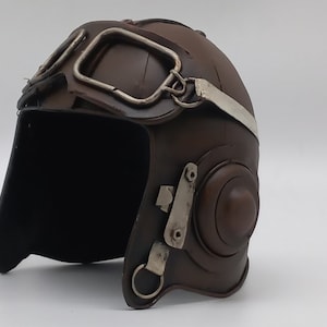 Handmade Vintage Style Metal Pilot Helmet: Brown & Gold Aviator Decor (5.5&quot; Diameter)