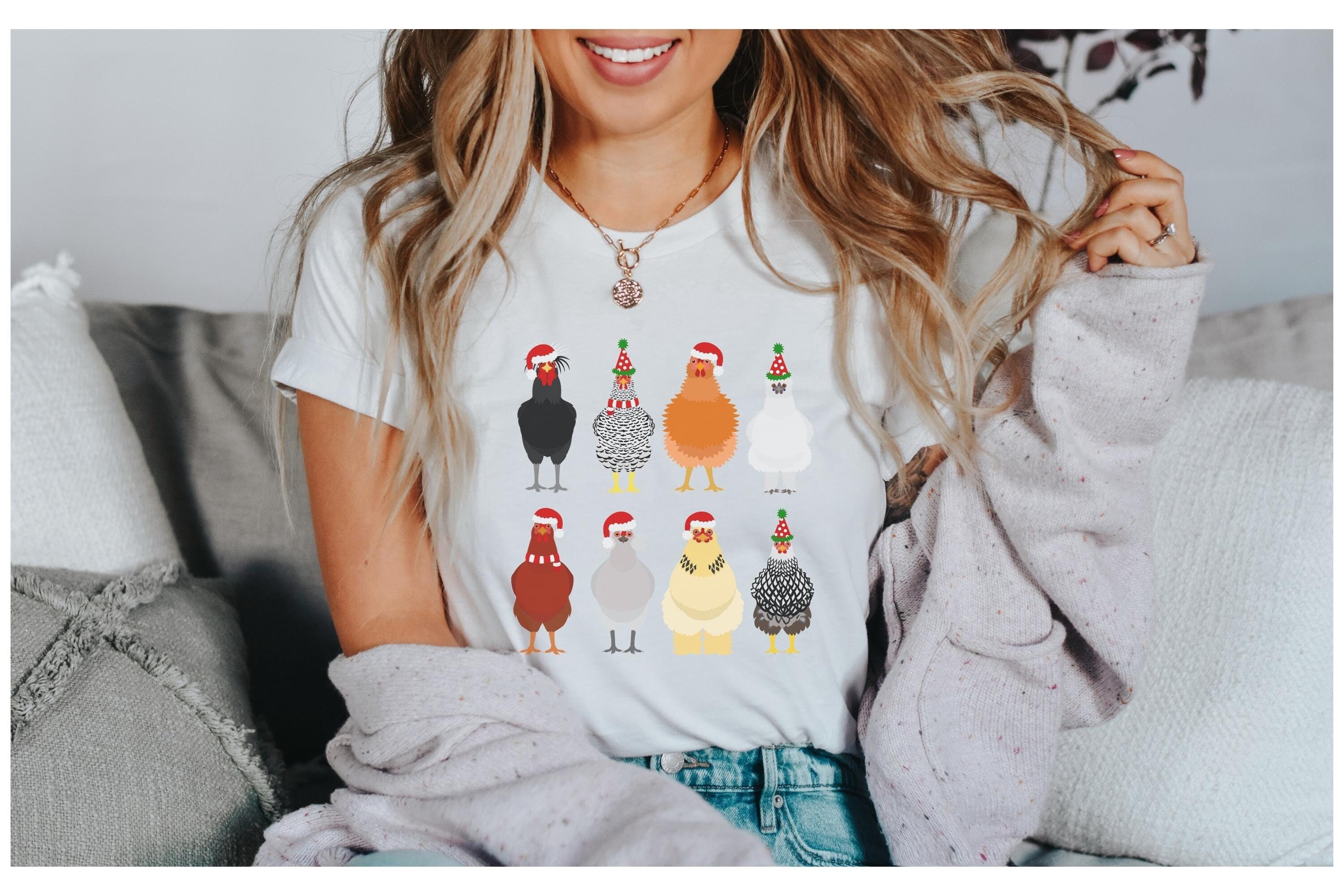 Discover Christmas Chicken Shirt, Womens shirt, Animal shirt, Farm shirt, Chicken lovers, gift, Christmas gift, funny shirt, santa