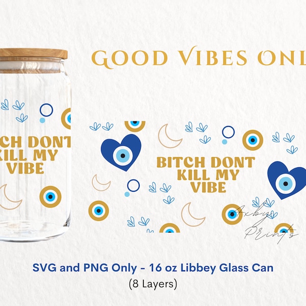 Evil Eyes Libbey 16oz Glass Can Svg,Evil Eye Glass Can Wrap, Svg,Coffee Glass Can Svg, Cutfile, Svg Png Files, Digital Download