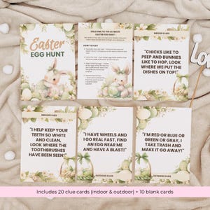 Easter Scavenger Hunt Game, Printable Easter Egg Hunt Clue Cards for Kids, Indoor Outdoor Easter Egg Treasure Hunt, Easter Activity, M2509