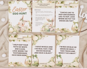 Easter Scavenger Hunt Game, Printable Easter Egg Hunt Clue Cards for Kids, Indoor Outdoor Easter Egg Treasure Hunt, Easter Activity, M2509