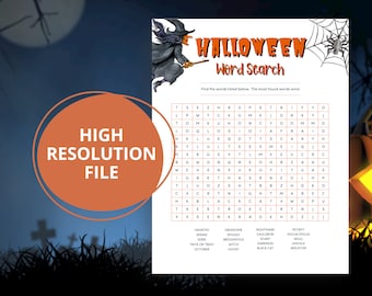 Halloween Word Search Printable Game, Halloween Party Games for Kids and Adults, Halloween Printable Games, Halloween Kids Games Activities