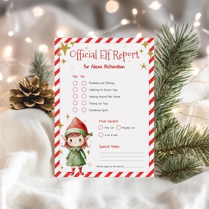 Editable Elf Report Card Printable, Official Christmas Girl Elf Report, North Pole Report Card, Elf Accessories, Behavior Report, M2443