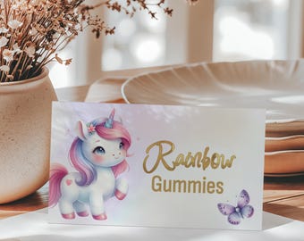 Unicorn Buffet Tent Cards, Young Wild Three Food Labels, Magical Birthday Decor, Girls Party Decoration, Instant Digital Download, M2433