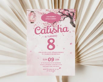 Sakura Birthday Invitation: Japanese Cherry Blossom, Editable Template (Digital Download)
