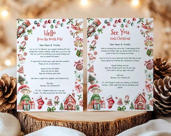 Editable Elf Arrival & Goodbye Letter Set, Elf Welcome Return Letter, Printable Elf Letter Template, Christmas Elf Mail Bundle, M2443