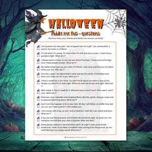 Halloween Riddle Games, Riddle Me This Riddles for Kids, Office Riddles Games for Adults, Halloween Party Virtual Game, Printable Game