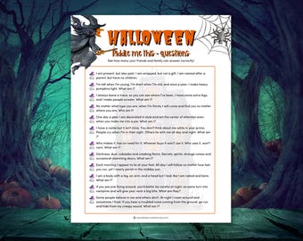 Halloween Riddle Games, Riddle Me This Riddles for Kids, Office Riddles Games for Adults, Halloween Party Virtual Game, Printable Game
