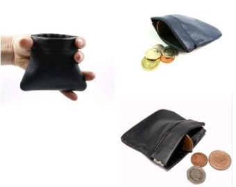 Soft Leather Unisex Loose Change Coin Money Keys Pouch Purse with Closure Free UK Post