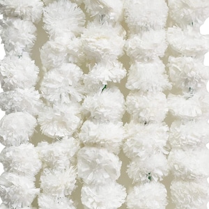 BML 5 x künstliche Ringelblumen-Girlanden Strings indische Hochzeit Diwali Dekor 132 cm handgemachte Festival-Dekoration Weiß