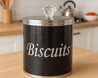 Diamond Crushed Biscuit Canister, Crystal Trim Kitchen Storage