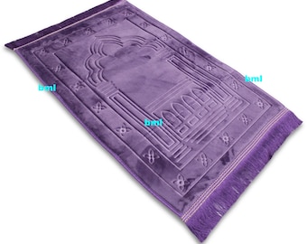 LILAC Premium Quality Luxury Padded Adult Prayer Mat Rug Velvet Soft Velvet Material - Extra Large Size Perfect for Islamic prayer Eid Gifts