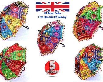 5 Pcs Indian Wedding Umbrella Handmade Umbrella Decorations Parasols Cotton Umbrellas free UK Post UK Seller