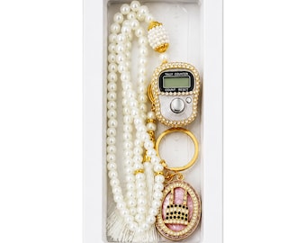 BML Digital Tasbih Gift Set with Prayer Beads, Tally Counter, Kaaba Keyring and Gift Box, Islamic Gift for Women