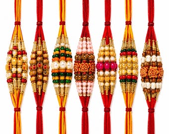 12 Pcs Designer Rakhi Thread Set for Brothers Raksha Bandhan Gift Box Traditional Assorted Rakhis
