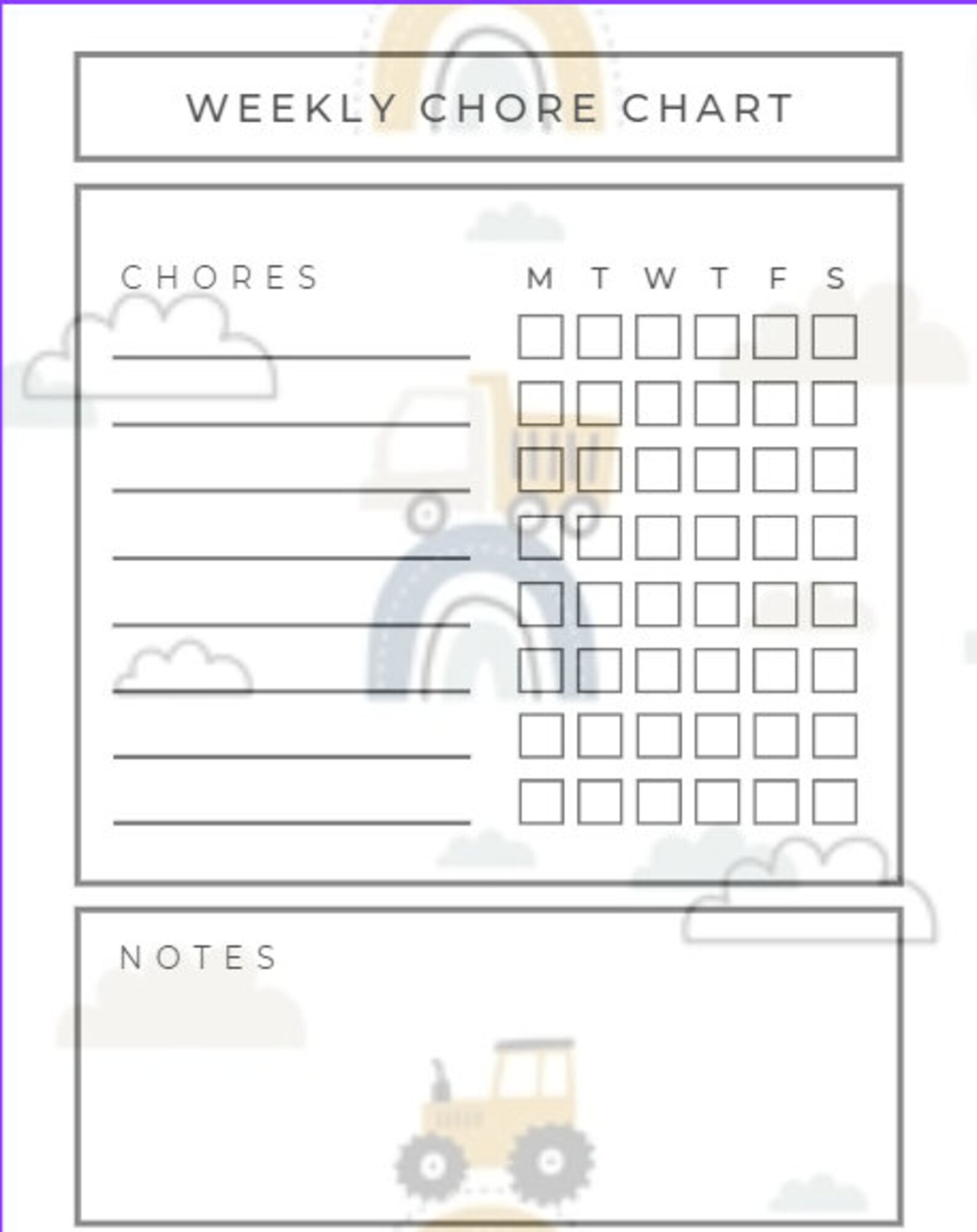 Kids Chore Chart Printable - Etsy