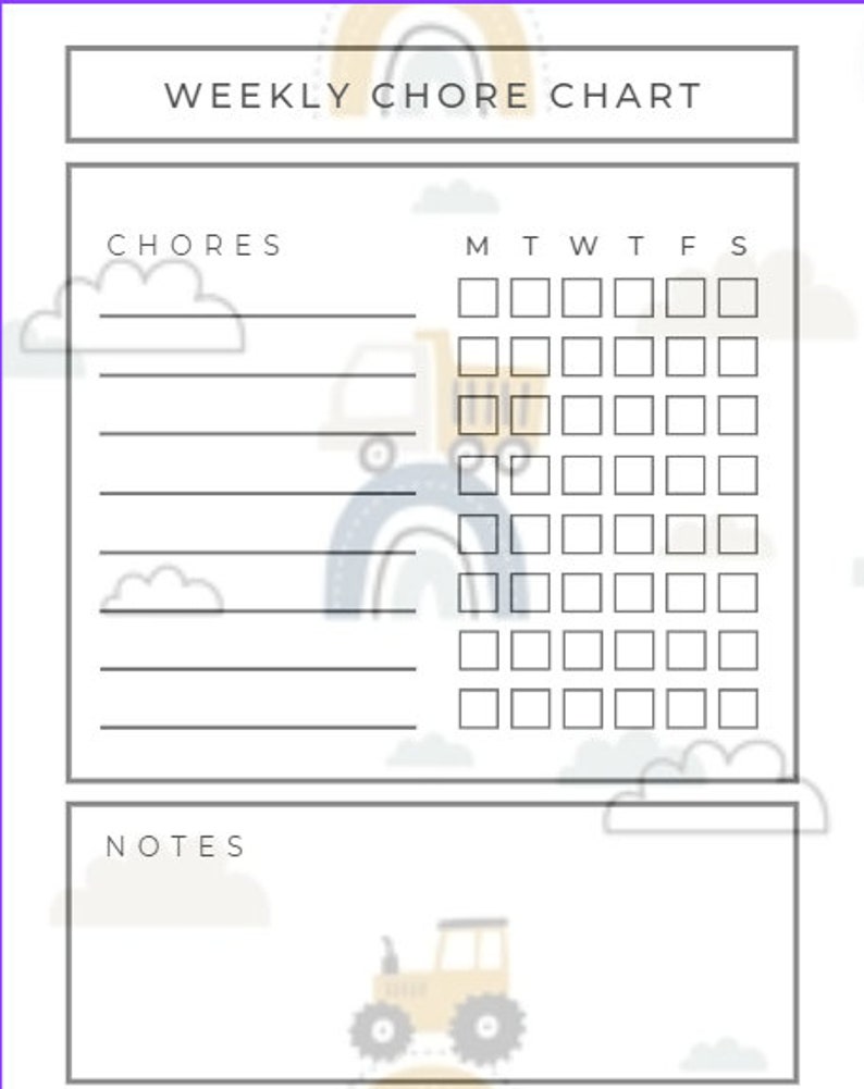 Kids Chore Chart Printable Etsy Kids Chore Chart Printable Etsy