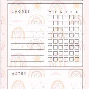 Kids Chore Chart Printable - Etsy