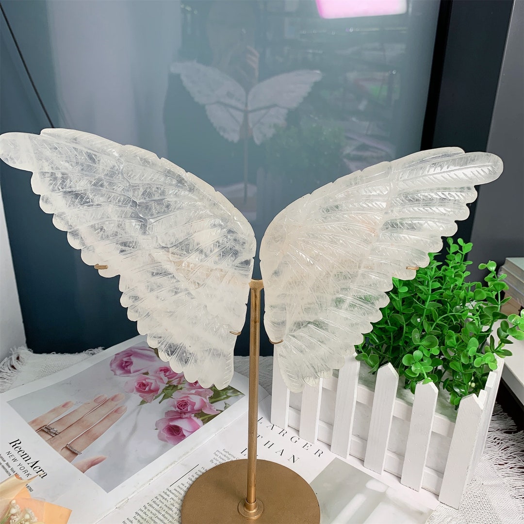 8.6crystal A Pair of Wings Clear Quartz Scupture Butterfly Wings
