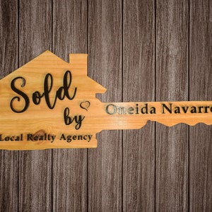 Realtor Key Sold Sign, Realtor Key Sign, Closing Photo Prop, Modern Key Sign, Custom Sign, Closing Sign, Sold Sign, Realtor Marketing