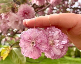 Flower earrings - self-picked real cherry blossoms in resin - flower jewelry - epoxy resin - handmade - boho style - flower jewelry - wedding