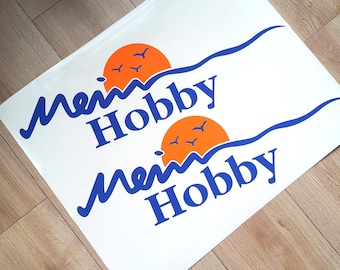 Camper van decals 2x My Hobby 60cm | caravan mein hobby stickers with camping sunset seagulls RV accessories motorhome decor