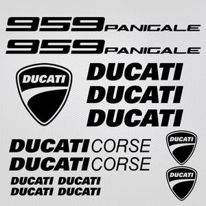 May include: Black and white graphic design elements featuring the text "959 Panigale" and "Ducati" repeated multiple times. The Ducati logo is also featured in black and white.