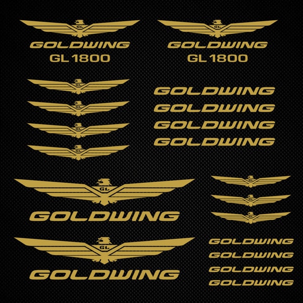 Pack d’autocollants Goldwing | Autocollants ailes d'or pour GL 1800, aigle argenté, accessoires de moto honda, décor de casque et de réservoir, découpés dans une feuille de vinyle