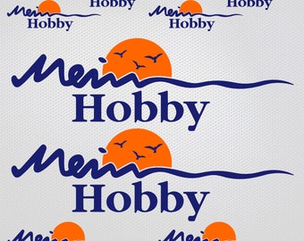 Set of 8 Mein Hobby stickers for Hobby camper – decorative mini vinyl decals
