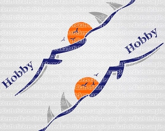 Hobby camper boat and wave decals – nautical outdoor vinyl graphics 80cm