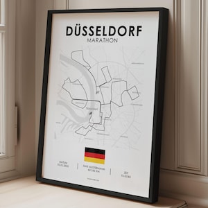 Düsseldorf Marathon Poster Personalisiert | Düsseldorf Marathon Print | Finisher Geschenk für Läufer | Laufen Wanddeko Bild
