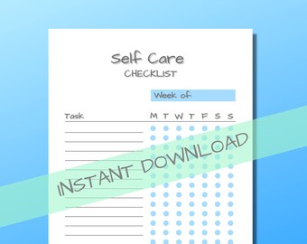 Self Care Checklist Printable: Daily Routine Planner (Digital Download)