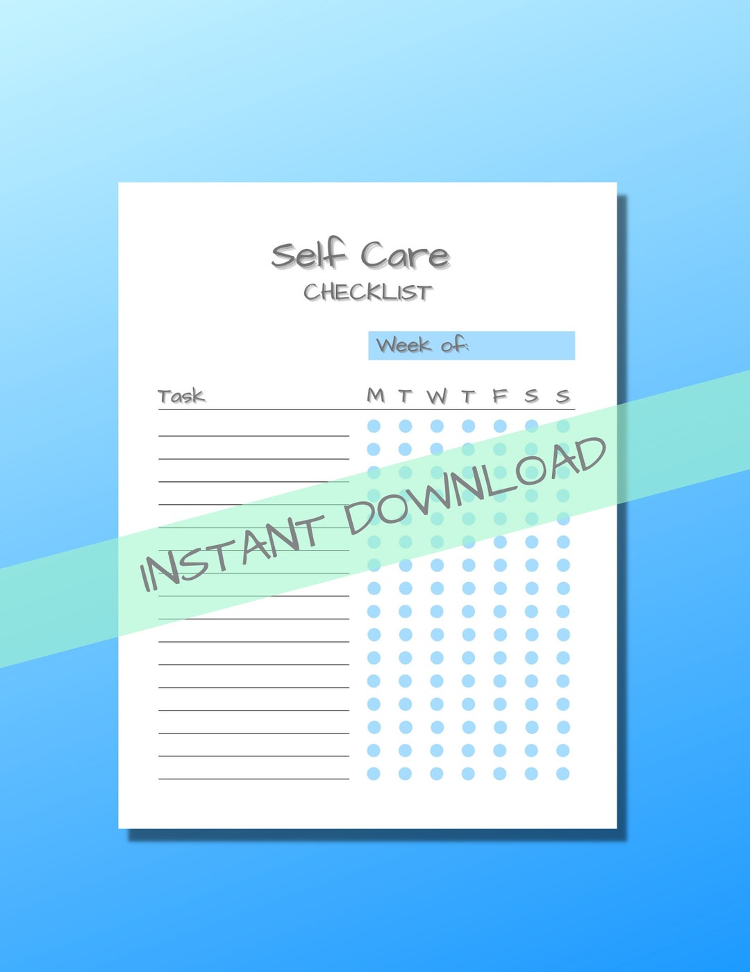Self Care Checklist Printable: Daily Routine Planner (digital Download ...