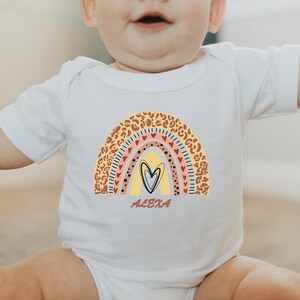 Girls Personalized Name Rainbow Onesie - Custom Name Baby Girl Onesie - Neutral Pink Rainbow Baby Onesie