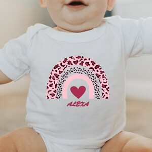 Girls Personalized Name Rainbow Onesie - Custom Name Baby Girl Onesie - Neutral Pink Rainbow Baby Onesie
