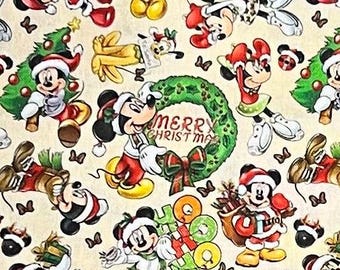 Mickey and Minnie Mouse Christmas Remnants | 100% Cotton