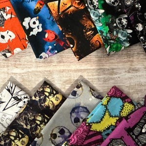 Nightmare Before Christmas Jack Skellington 100% Cotton Fabric Bundle, 12 Remnants, Mystery Grab Bag NO Duplicates image 1